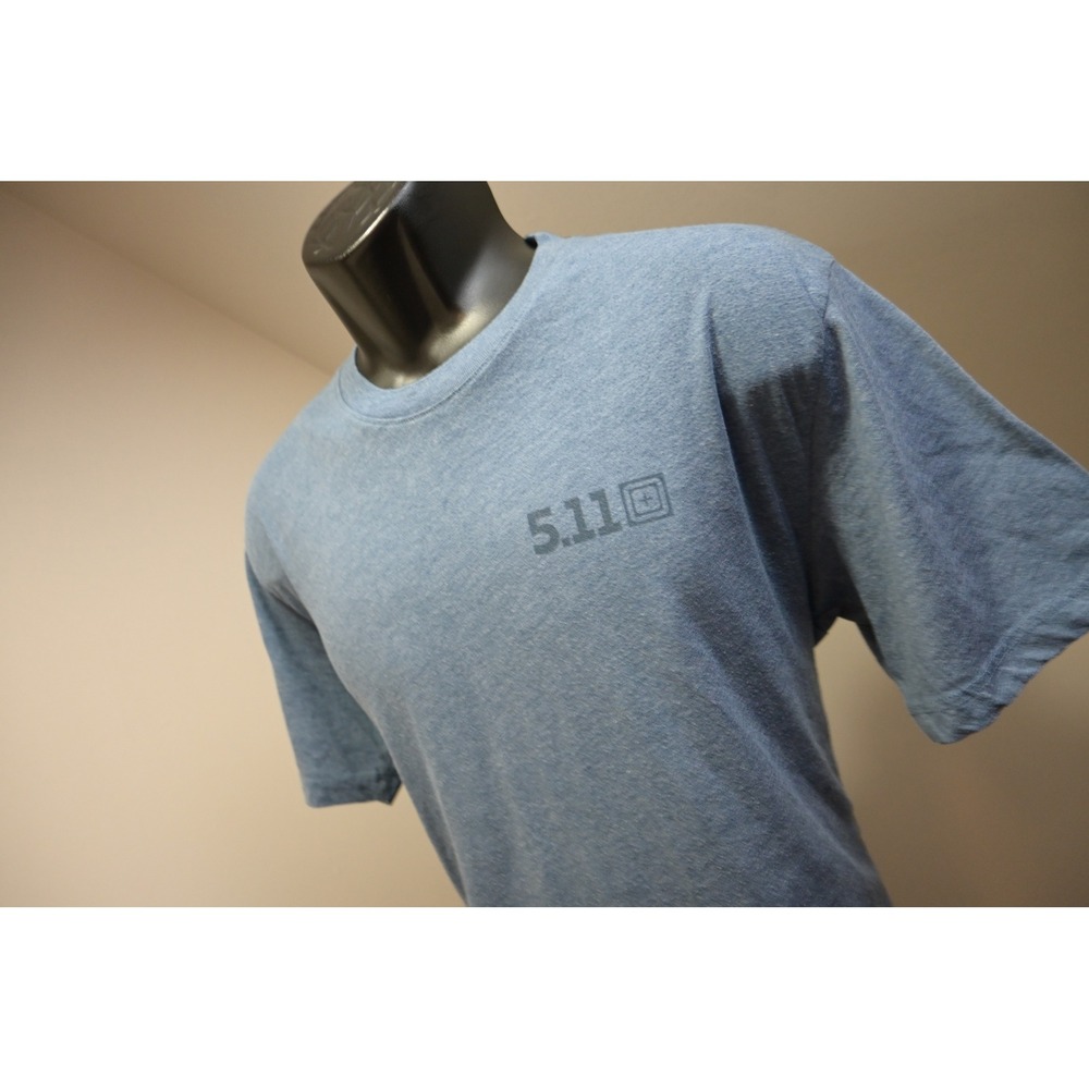 5.11 Tactical T-Shirt Men Large Blue Heathered Logo Graphic Crew Neck Excellent